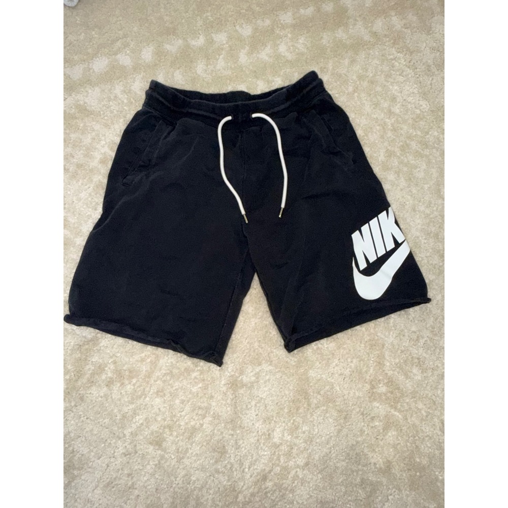 Nike Sportswear Womens French Terry Shorts Black White Futura Logo Size M